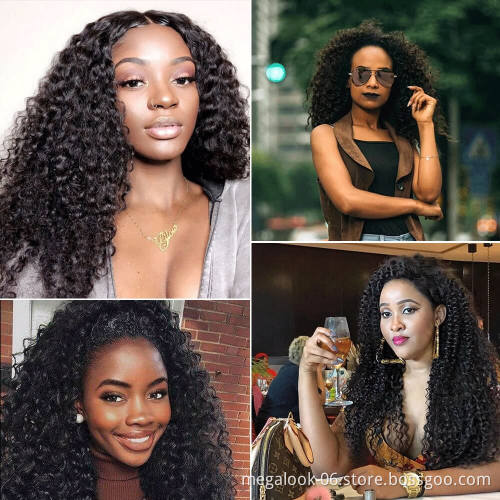 Megalook Discounts Custom Pre Styled Natural Pre Plucked Hair Line 13X6 Kinky Curly Human Hair Lace Wig For Black Women